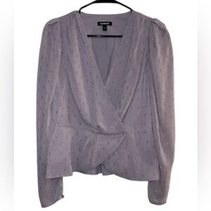 Express Women's V-neck Lavender Wrap Blouse Size Medium